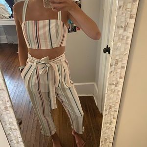 Forever 21 striped two-piece pants and top SET